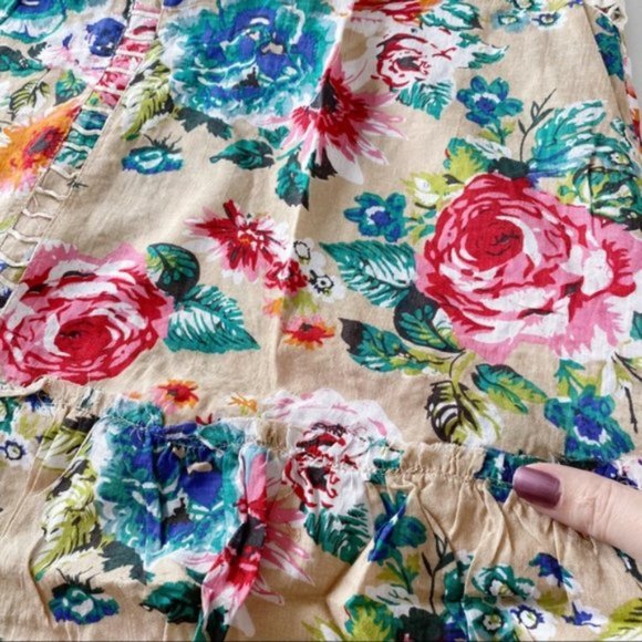 Umgee | Sleeveless Floral Print High Neck Dress Crochet Yoke Ruffle Hem Brunch - Picture 7 of 15